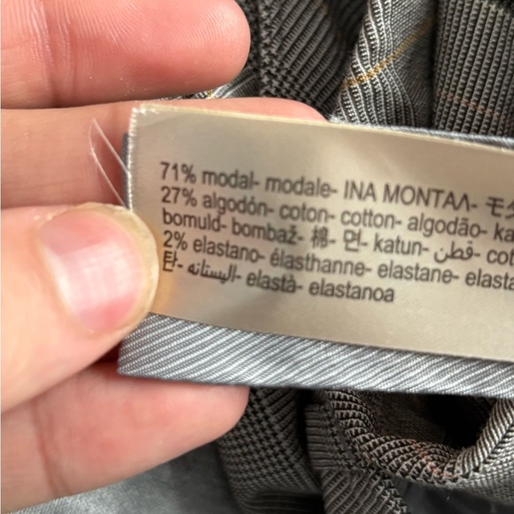 massimo dutti slim chino modal cotton grey check trousers pants size 6 (30) - Picture 13 of 16